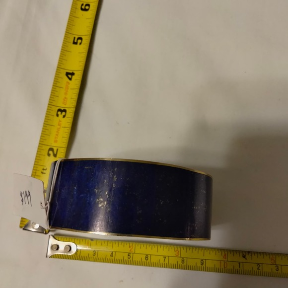Iris Apfel & Bajalia Blue Lapis Lazuli Statement Bangle Bracelet - Picture 6 of 13